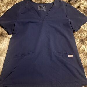 Figs Women's Navy Blue V-Neck Short Sleeve Scrub Top